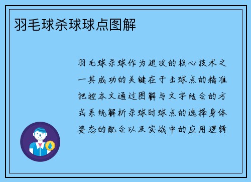 羽毛球杀球球点图解